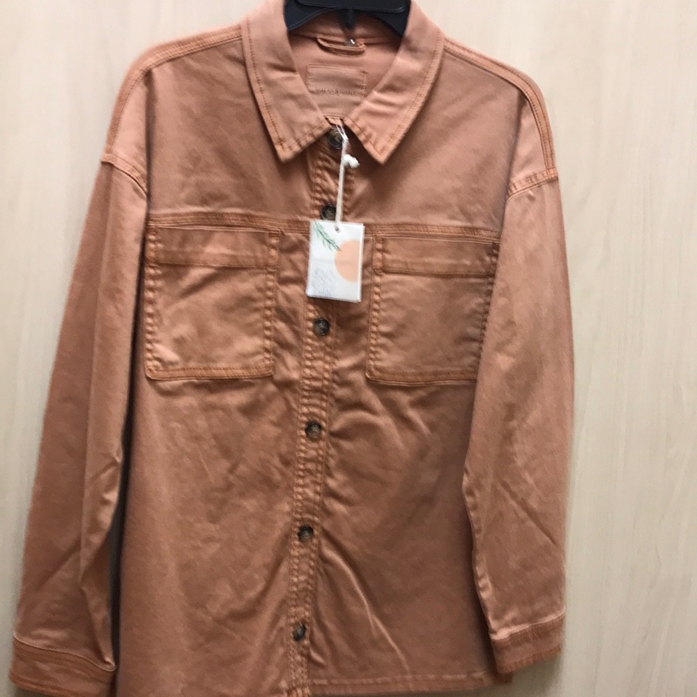 Men's Rust Brown Button-Up Workshirt Jacket